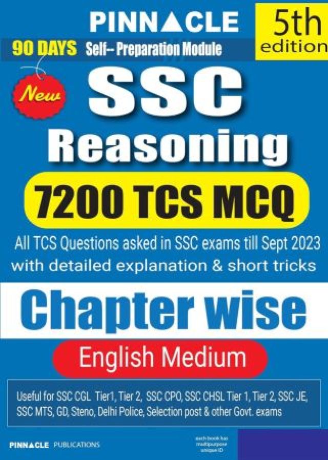 SSC Reasoning 7200 TCS MCQ chapter wise with detailed explanation 5th edition English Medium